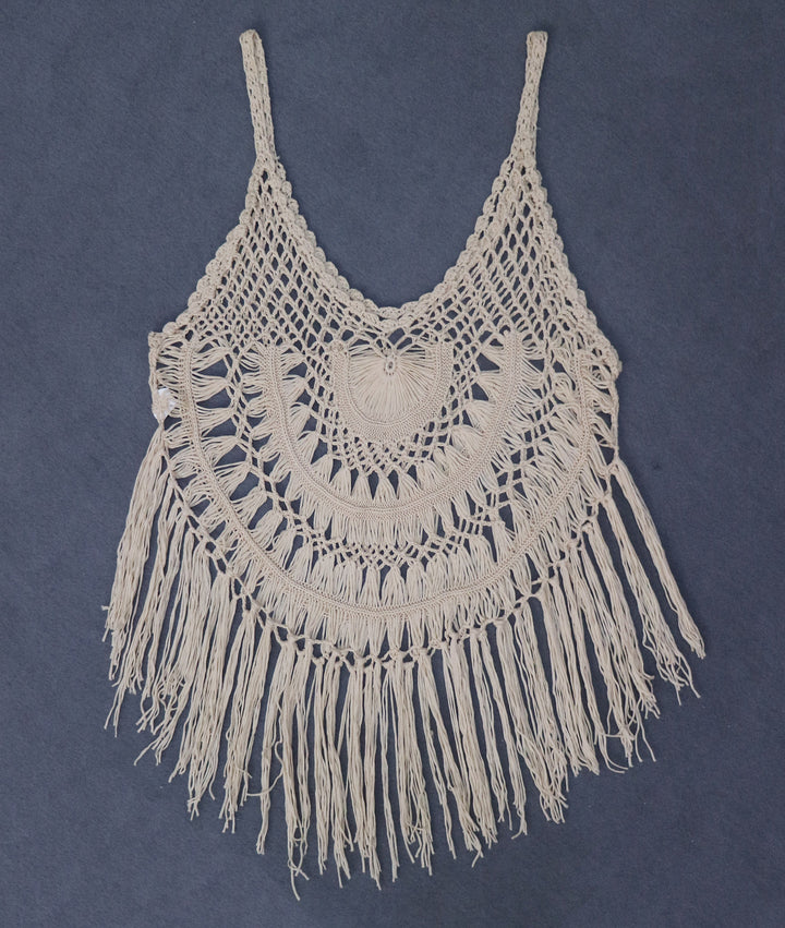 Damen gehäkelter Strandponcho mit Fransen Echo Archiv