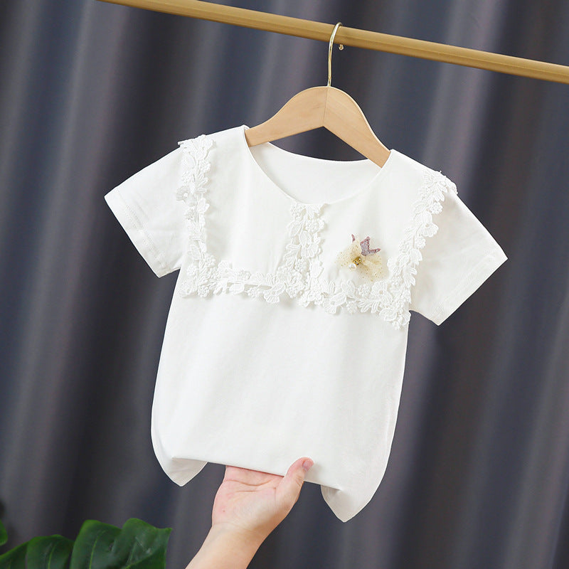 Mädchen T-Shirt mit eleganter Spitzenverzierung Echo Archiv