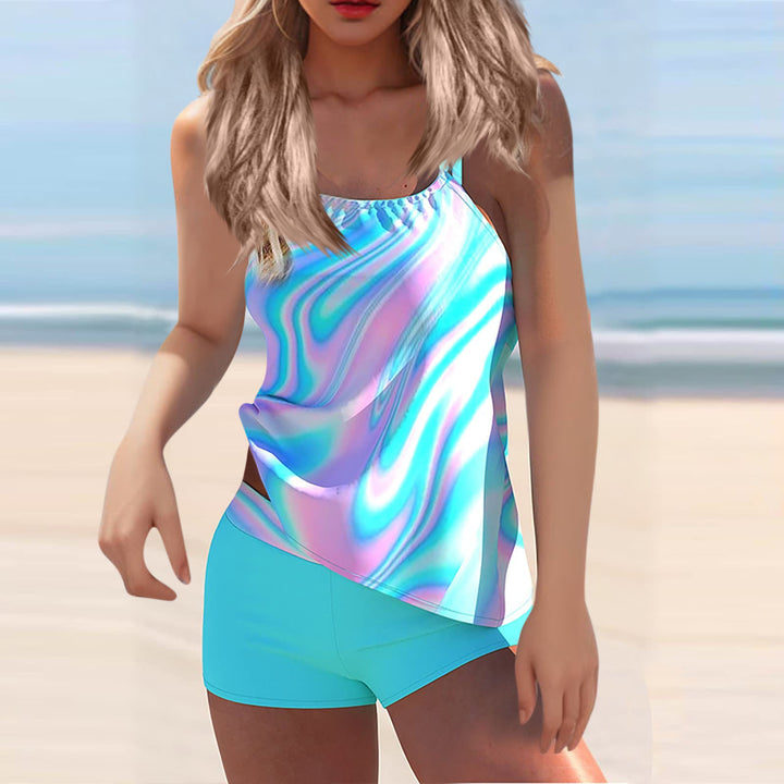 Damen Sportliches Tankini-Set mit stylischem Oberteil und bequemen Shorts Echo Archiv