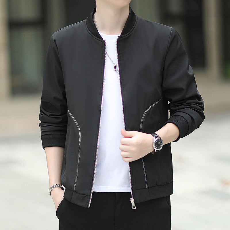 Herren leichter Nylon-Bomber mit minimalistischem Design und gerippten Bündchen Echoarchiv
