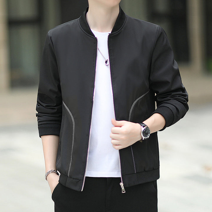 Herren leichter Nylon-Bomber mit minimalistischem Design und gerippten Bündchen Echoarchiv