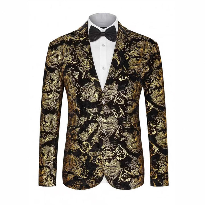 Herren Glamouröser Paillettenblazer mit floralem Muster und satiniertem Finish Echoarchiv
