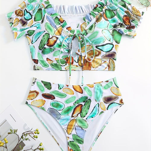 Damen Bikiniset mit raffiniertem Oberteil und hohem Beinausschnitt Echo Archiv