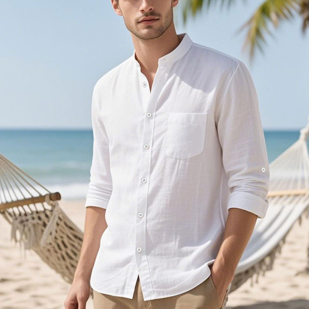 Herren Hemd im eleganten Henley-Stil mit strukturierter Baumwolle Echoarchiv