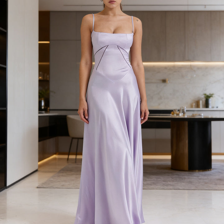 Damen Elegantes Abendkleid mit floralem Oberteil und schmalen Spaghetti-Trägern Echo Archiv