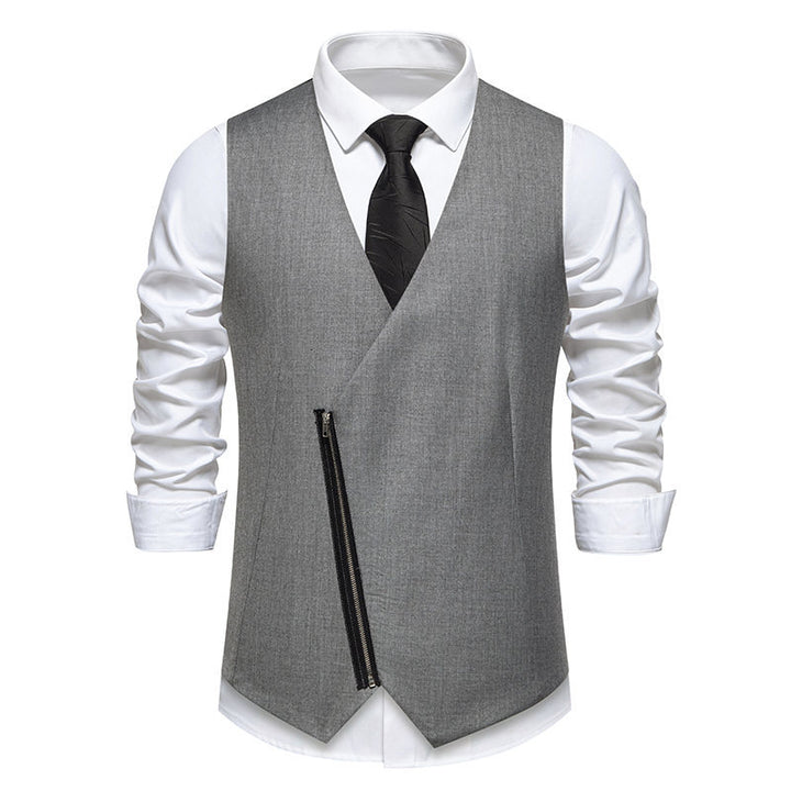 Herren Weste mit asymmetrischem Zipper-Design und modernem Schnitt Echoarchiv