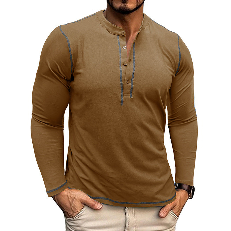 Herren Langarm-Henley Shirt mit atmungsaktivem Stoff und eleganter Knopfleiste Echoarchiv