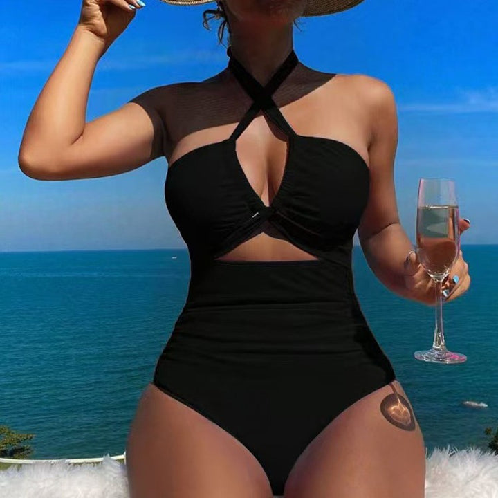 Damen Hoch geschnittener Monokini mit raffiniertem Kreuz-Design Echo Archiv