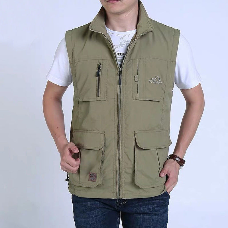 Herren Multifunktionale Outdoor‑Weste mit Mesh‑Futter, Mehrfach‑Taschen und verstellbarem Saum Echo Archiv