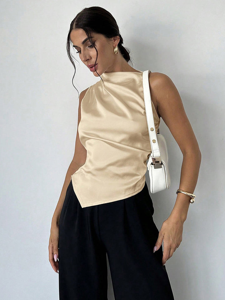 Damen elegantes, tailliertes Satinoberteil mit asymmetrischem Saum Echo Archiv