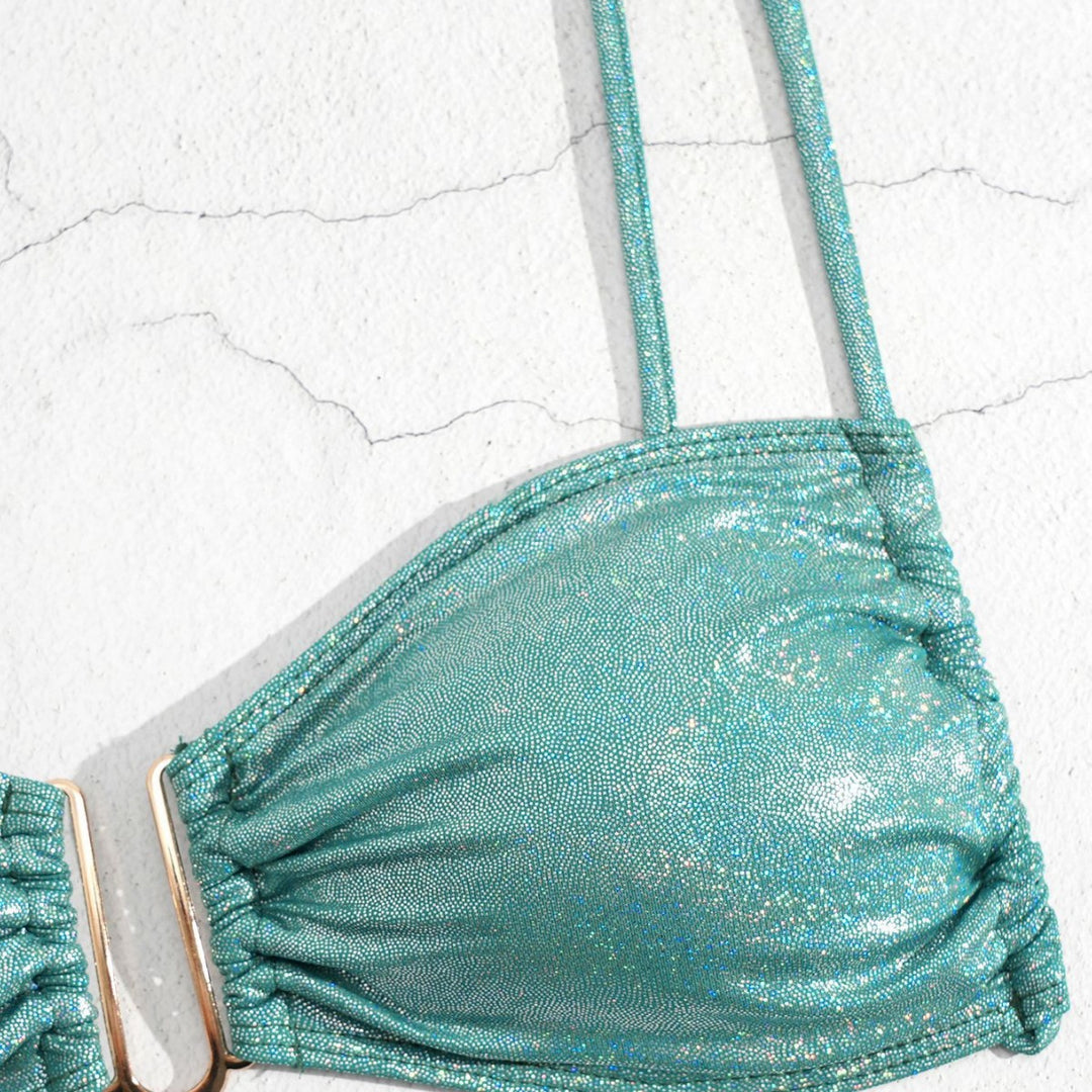 Damen Glänzender Bikini mit feinen Trägern Echo Archiv