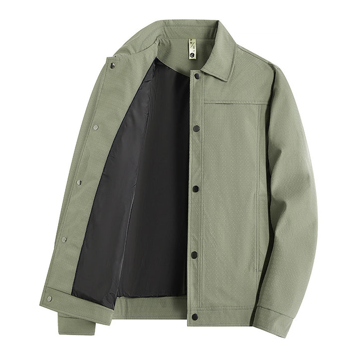 Herren Leichte Übergangsjacke im Worker-Stil mit mikrostrukturierter Twill-Optik und Druckknopfleiste Echo Archiv