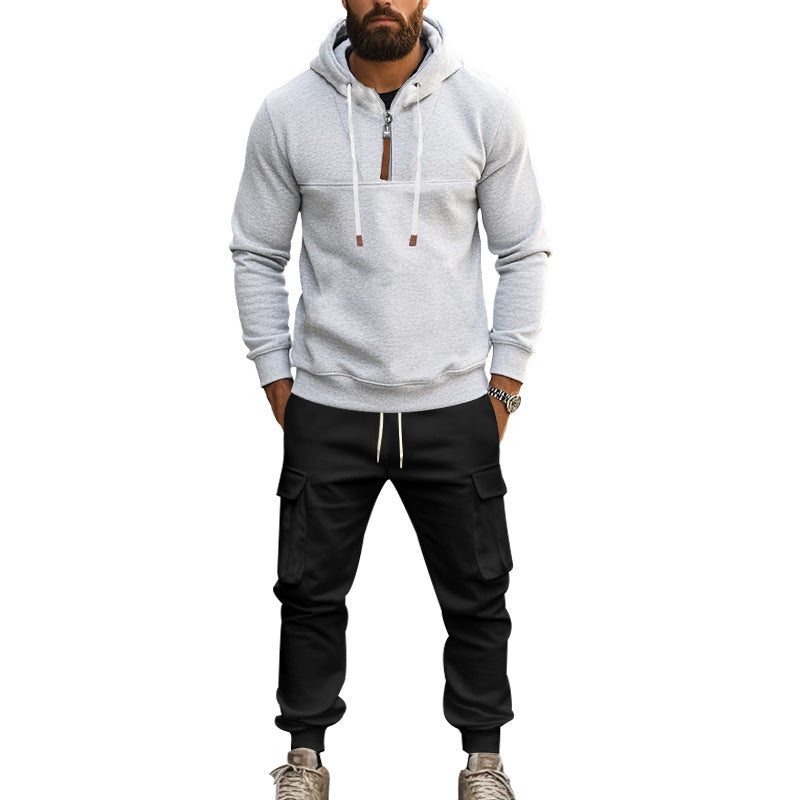 Herren sportliches Hoodie-Set mit Reißverschluss und praktischen Taschen Echoarchiv