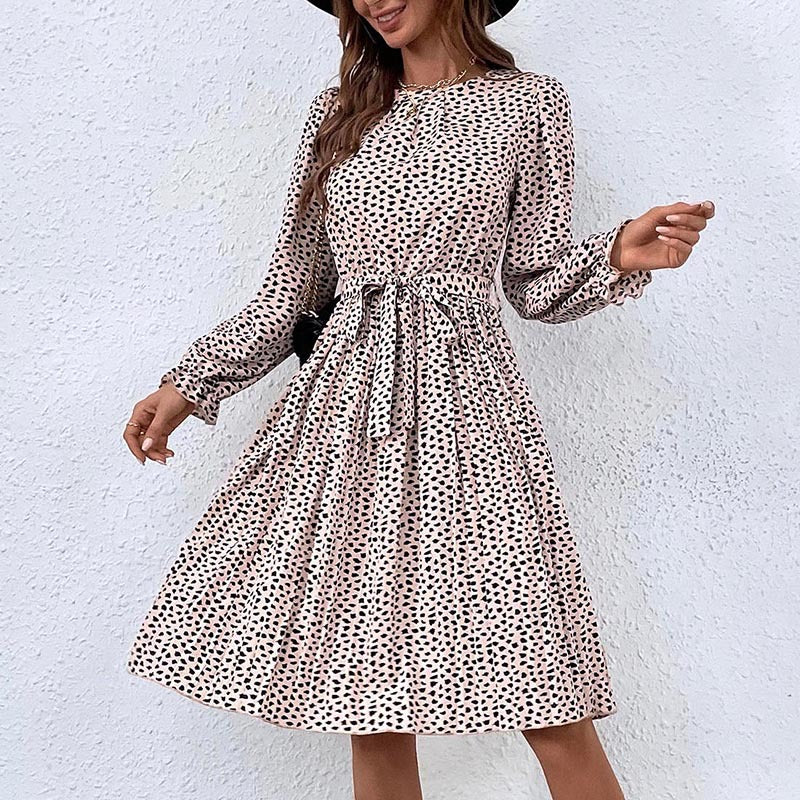 Damen Midi-Kleid mit Taillengürtel und Punkten Echo Archiv