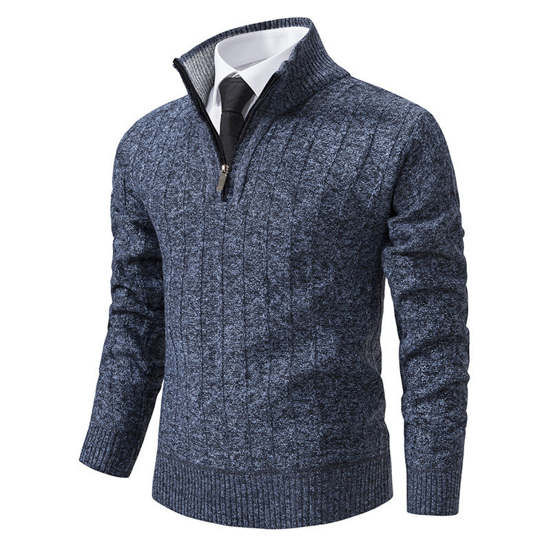 Herren modischer Strickpullover mit Reißverschluss und hohem Kragen Echoarchiv