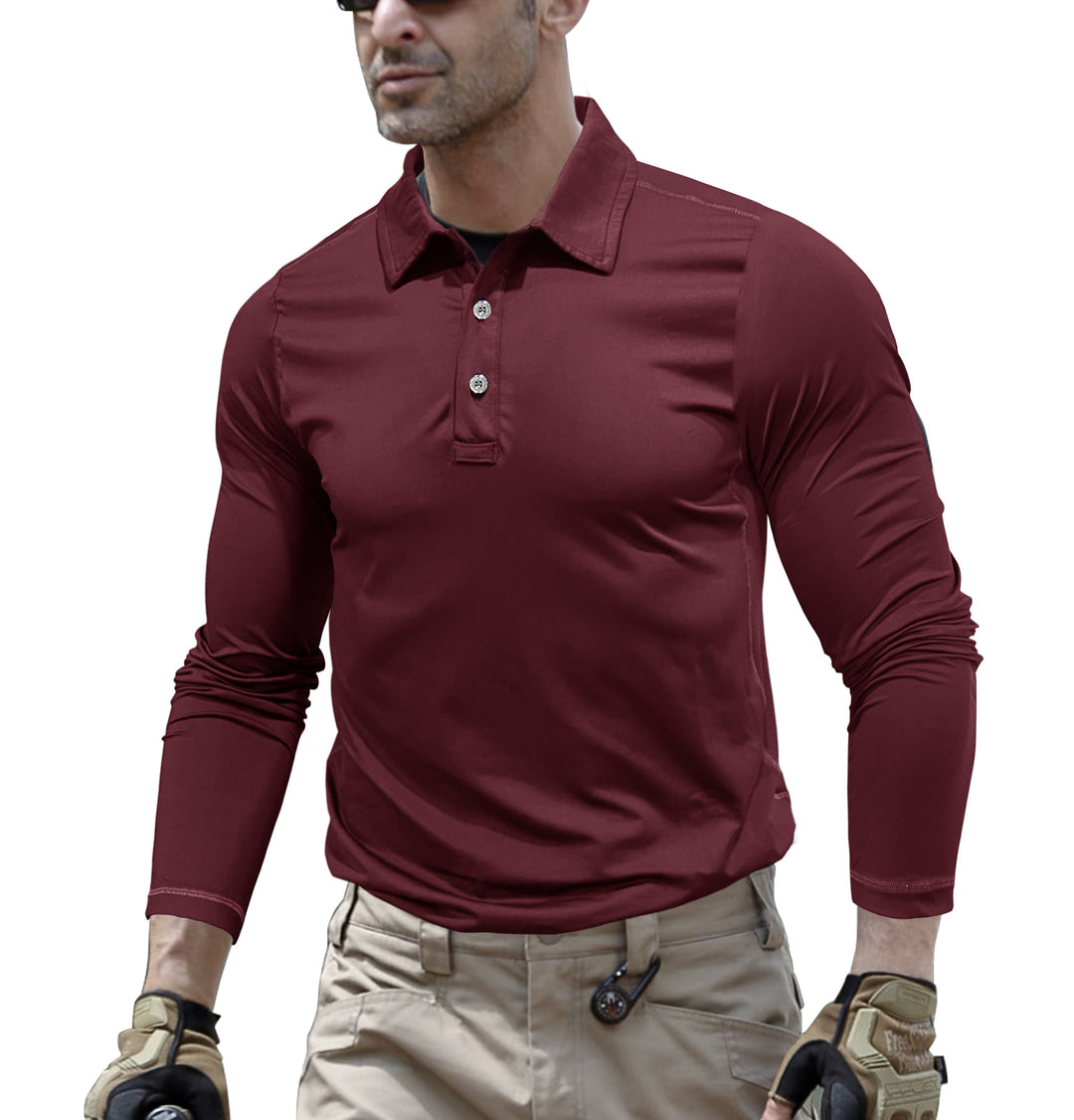 Herren sportliches Langarm Polohemd mit feuchtigkeitsableitender Technologie Echoarchiv