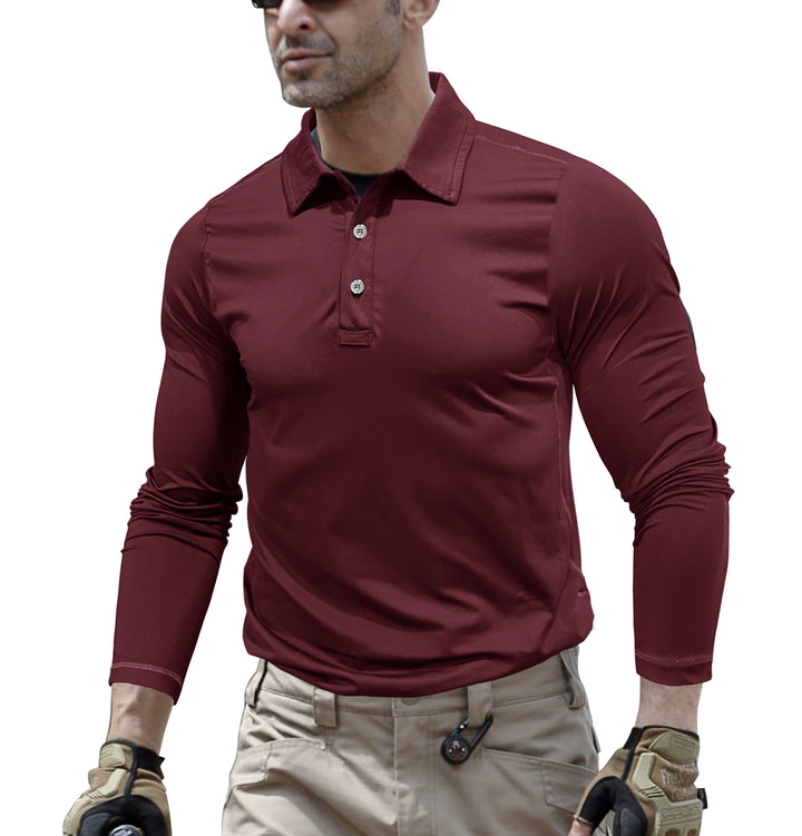Herren sportliches Langarm Polohemd mit feuchtigkeitsableitender Technologie Echoarchiv
