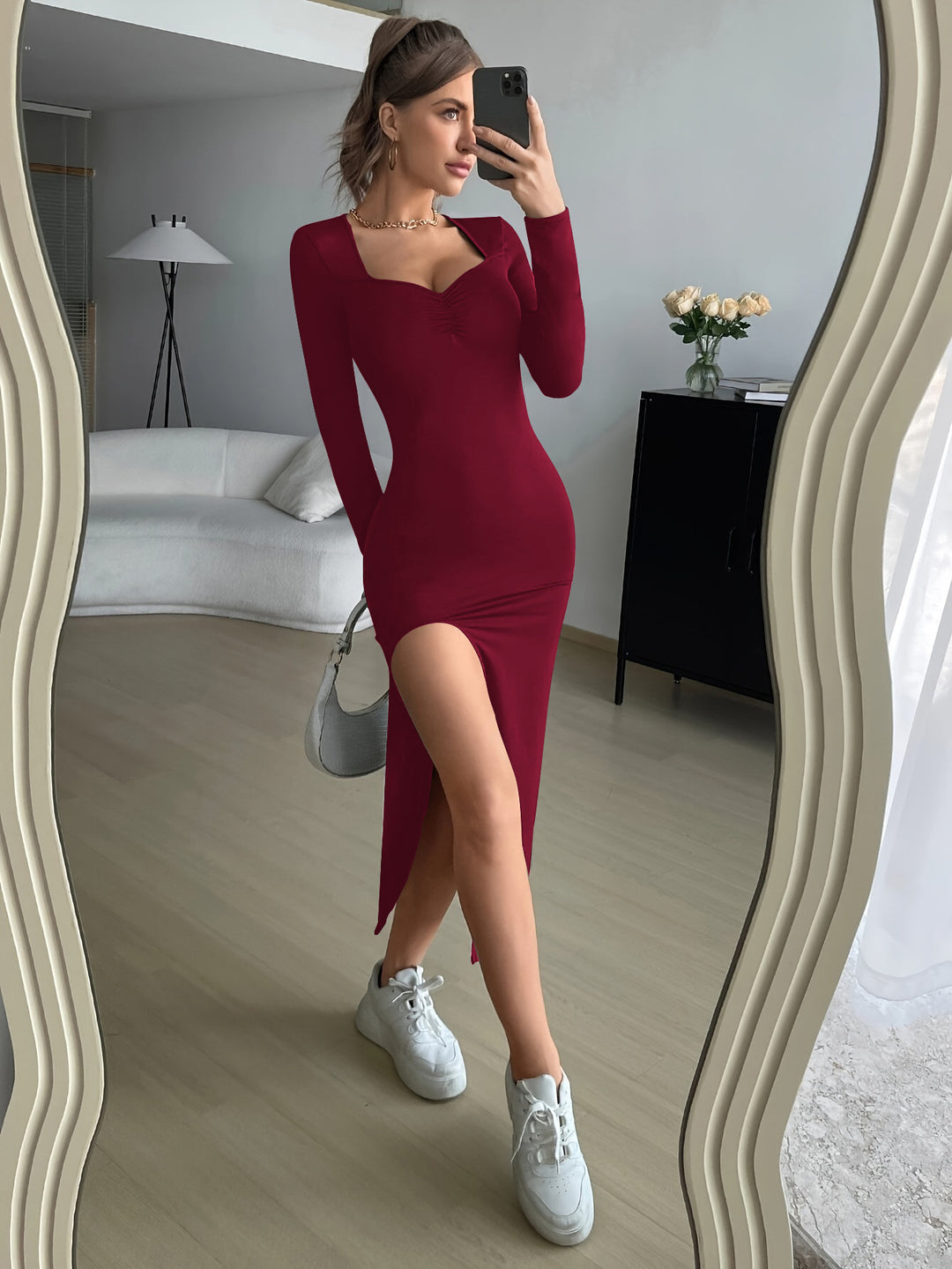 Damen Maxikleid mit hohem Schlitzausschnitt und elegantem Dekolleté Echo Archiv