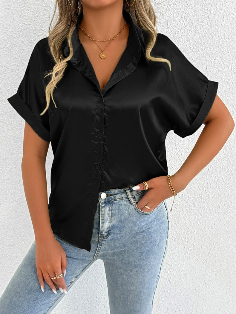 Damen Satinbluse mit lässigem Schnitt und elegantem Kragen Echo Archiv