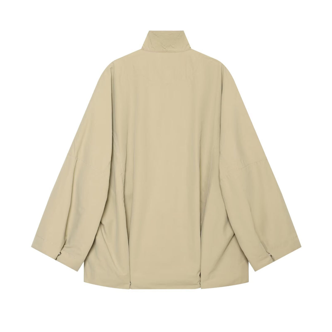 Damen Oversize Regenponcho‑Mantel mit Stehkragen und Druckknopfleiste Echo Archiv