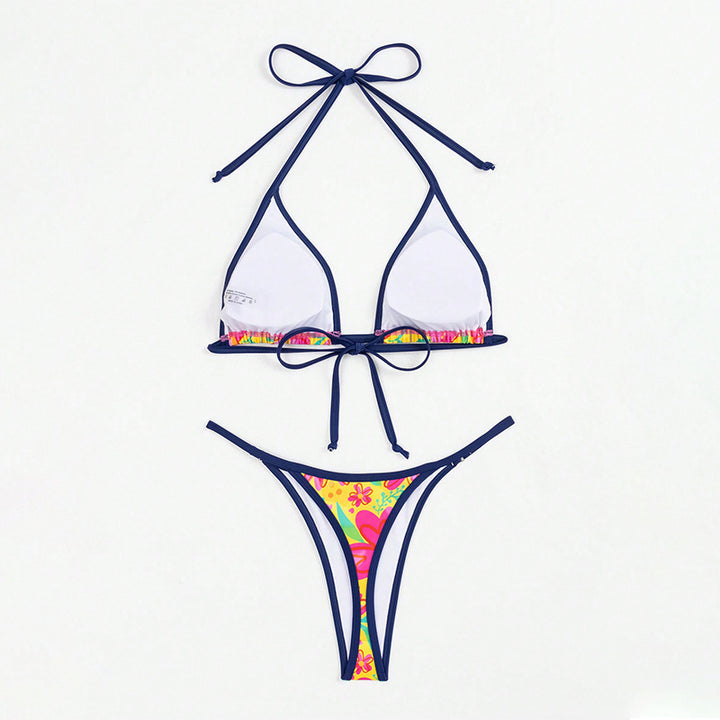 Damen Triangel-Bikini mit buntem floralem Design und verstellbaren Bindebändern Echo Archiv
