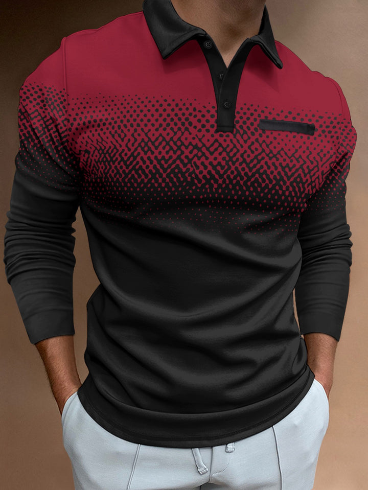 Herren Poloshirt mit modernem Farbverlauf und stylischen Kontrastdetails Echoarchiv