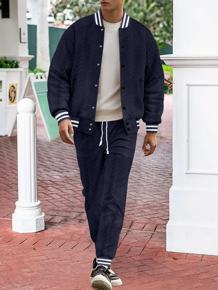 Herren lässiger Strick-Collegejacke mit modernem Design und bequemen Details Echoarchiv