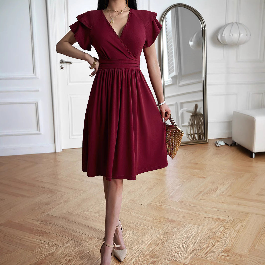 Damen Wickelkleid mit voluminösen Ärmeln und femininem V-Ausschnitt Echo Archiv