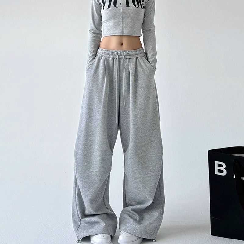 Damen weite Jogginghose mit extra weitem Bein und Kordelzugbund aus French Terry – Avélisse