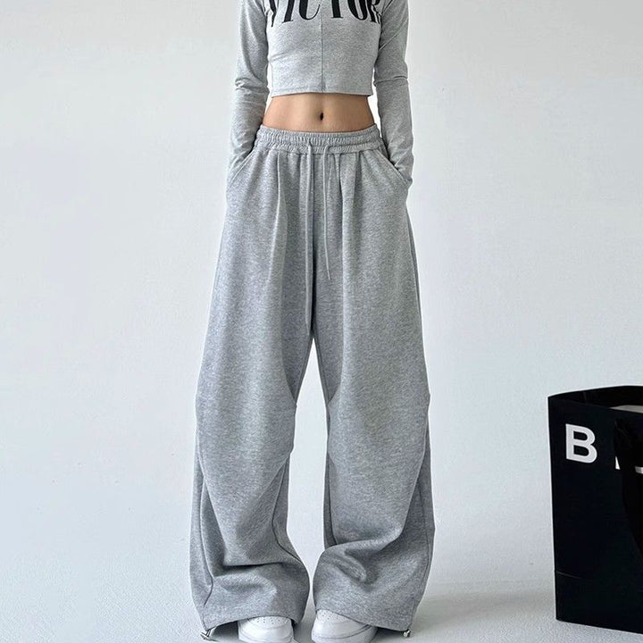 Damen weite Jogginghose mit extra weitem Bein und Kordelzugbund aus French Terry – Avélisse