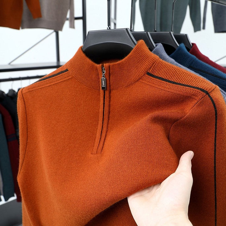 Herren Fleece-Pullover mit moderne Stehkragen und halbem Reißverschluss Echoarchiv