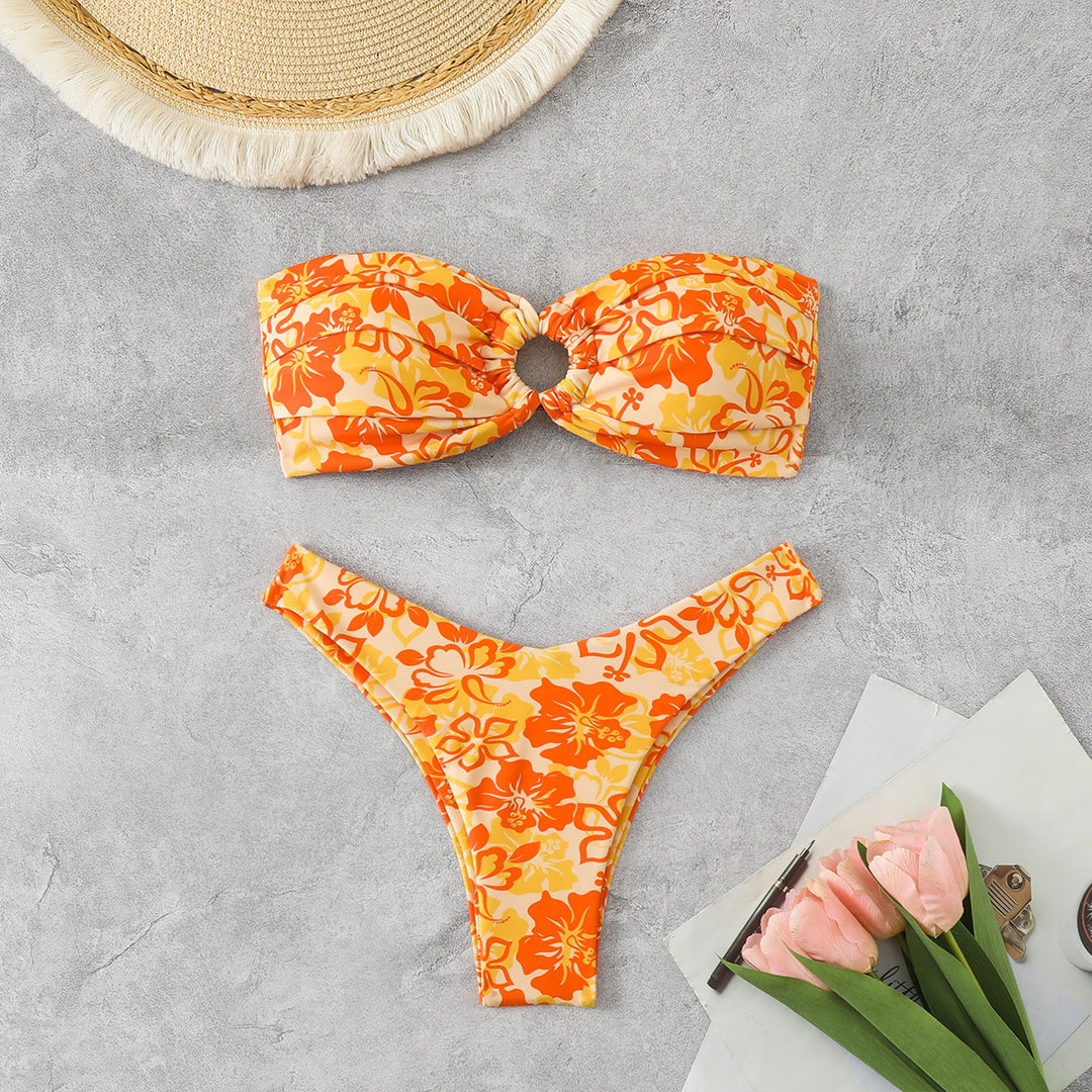 Damen Bandeau-Bikini mit raffiniertem Blumenmuster Echo Archiv