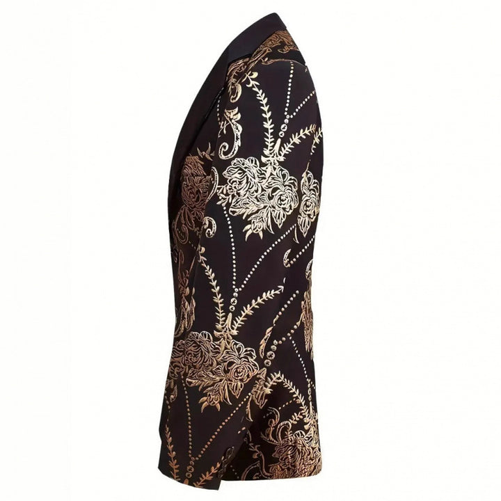 Herren Extravaganter Smoking-Blazer mit floralem Jacquard-Muster Echoarchiv