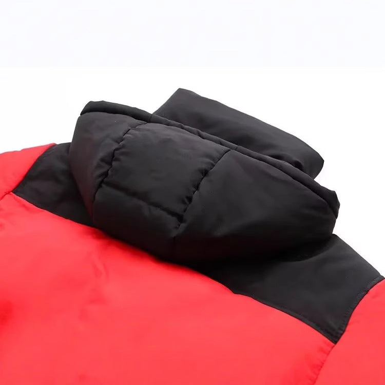 Damen boxy wattierte Kurzsteppjacke mit Kapuze hohem Stehkragen und Tunnelzug – Célinea