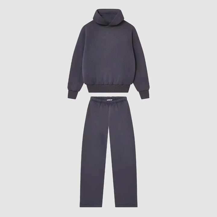 Unisex gemütliches Loungewear-Set mit hohem Rollkragen, relaxed-fit Sweatshirt und gerader Sweatpants – Auréline