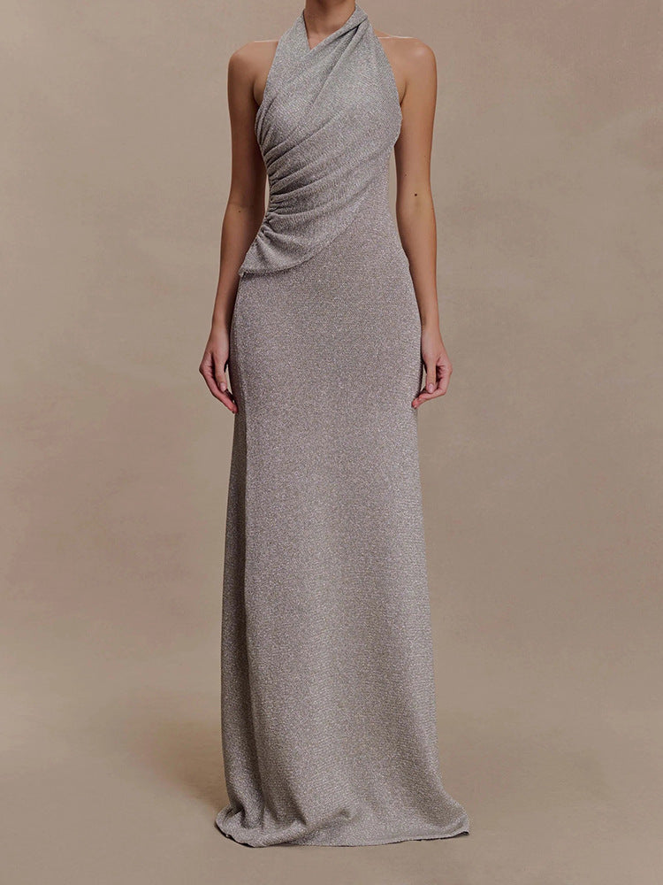 Damen Elegantes Maxikleid mit schimmerndem Stoff und raffiniertem Wickeldetail Echo Archiv