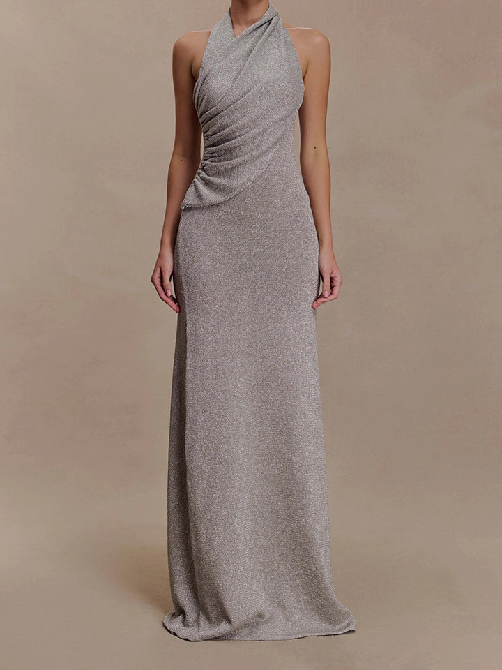 Damen Elegantes Maxikleid mit schimmerndem Stoff und raffiniertem Wickeldetail Echo Archiv