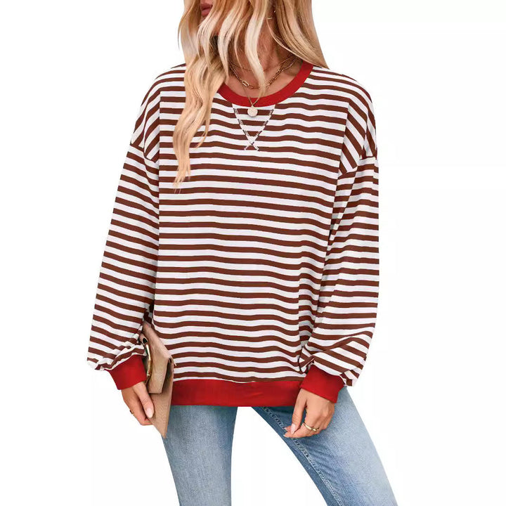 Damen Lässiger Sweatshirt mit bunten Streifen und weitem Schnitt – Avérine