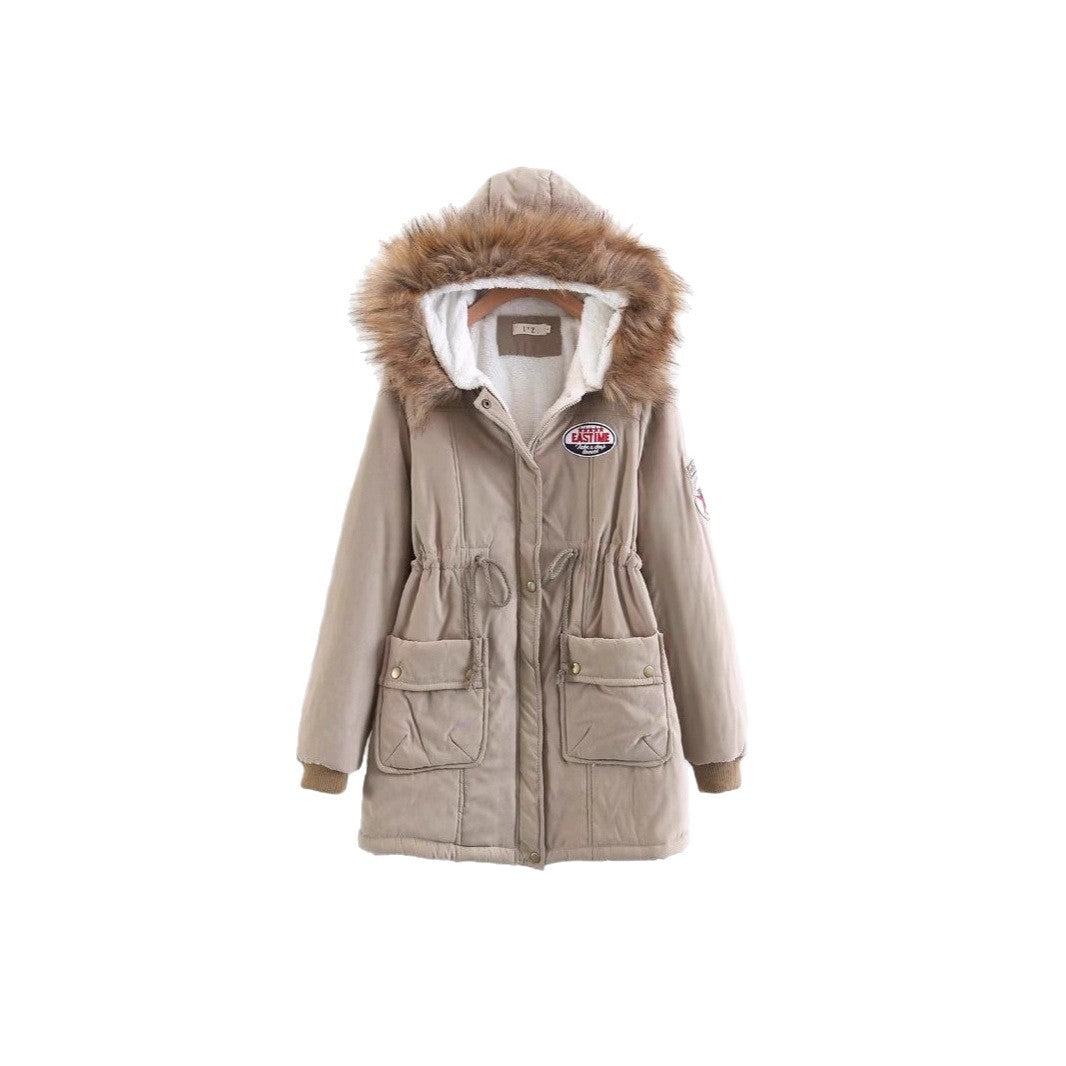 Damen Langer Utility-Parka mit Teddyfutter, Kapuze mit Kunstfell und Kordelzug – Avérine