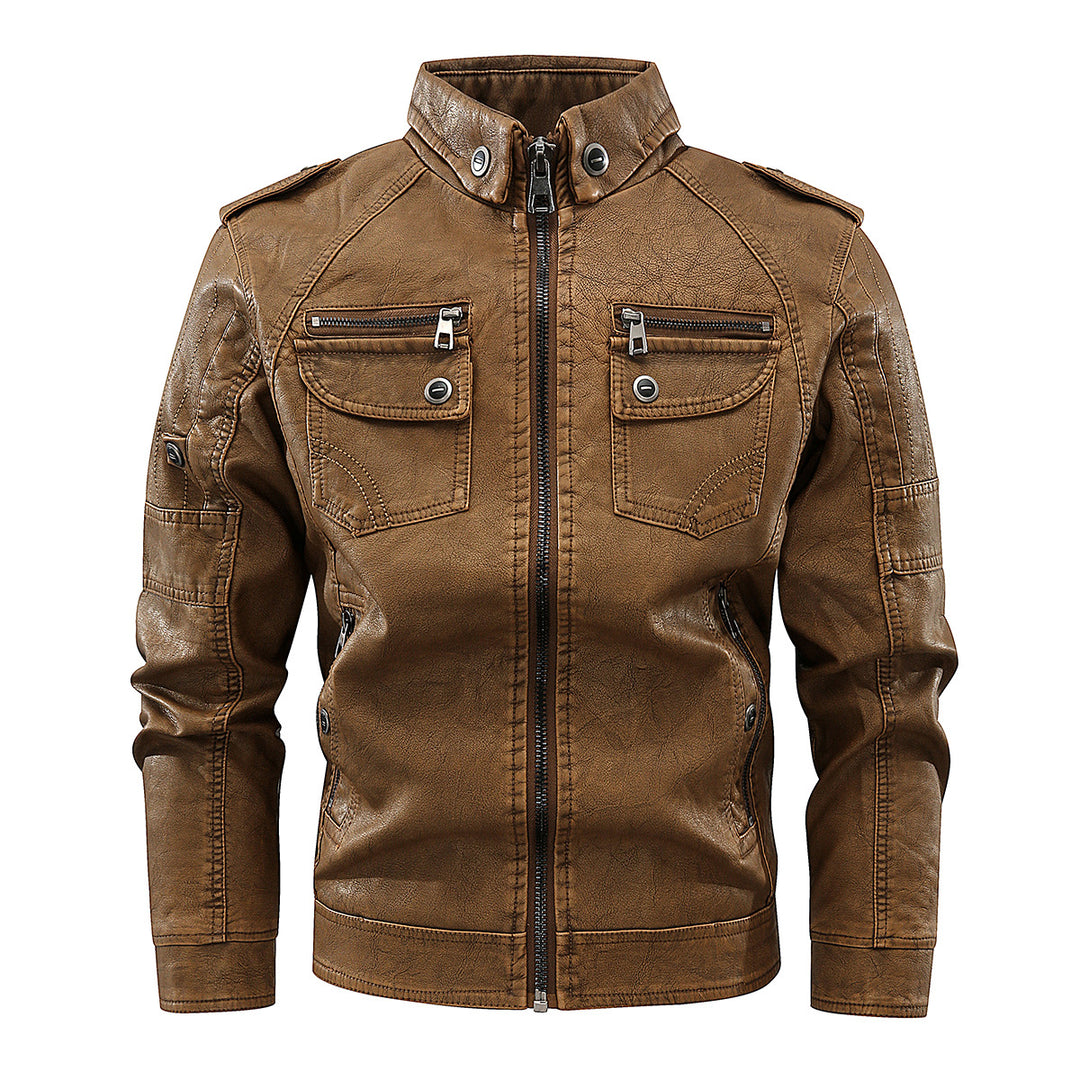 Herren elegante Lederjacke mit praktischen Taschen und Reißverschlussdetails Echoarchiv