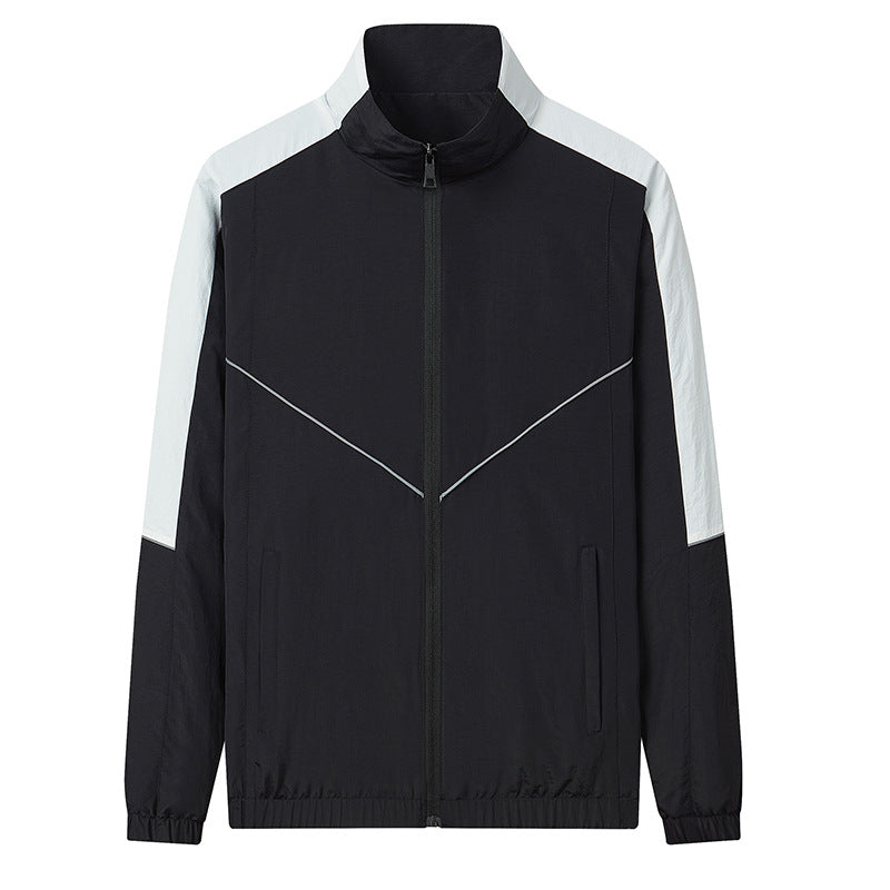 Herren Zweiteiliges atmungsaktives Nylon-Trainingsset mit Stehkragen und Kontrastpaneelen Echoarchiv
