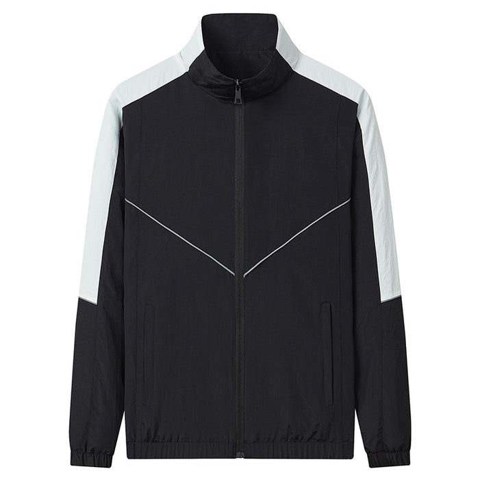 Herren Zweiteiliges atmungsaktives Nylon-Trainingsset mit Stehkragen und Kontrastpaneelen Echoarchiv