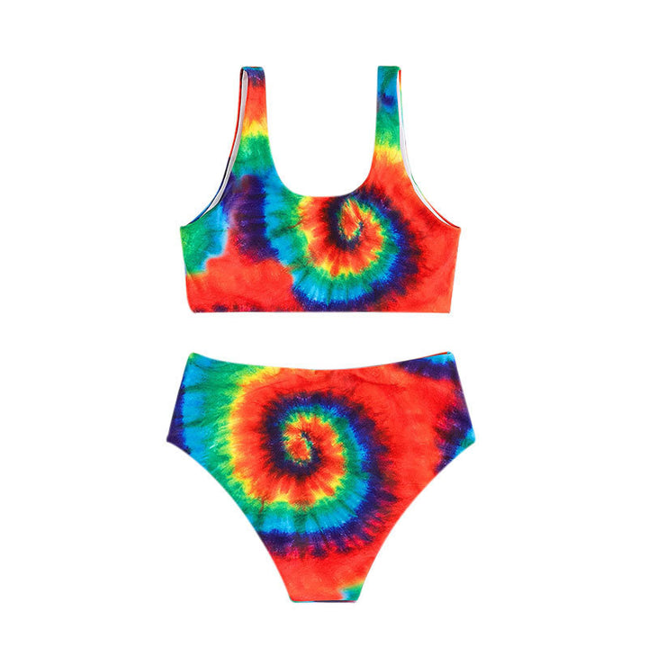 Damen Bunt gemusterter Bikini mit hohem Bund und sportlichem Schnitt Echo Archiv