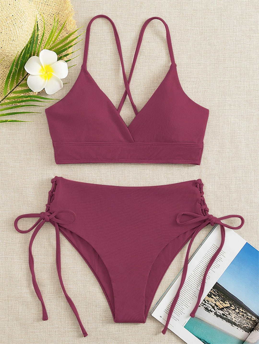 Damen Hochtaillierter Bikini mit verstellbaren Schnürdetails – Maréssa