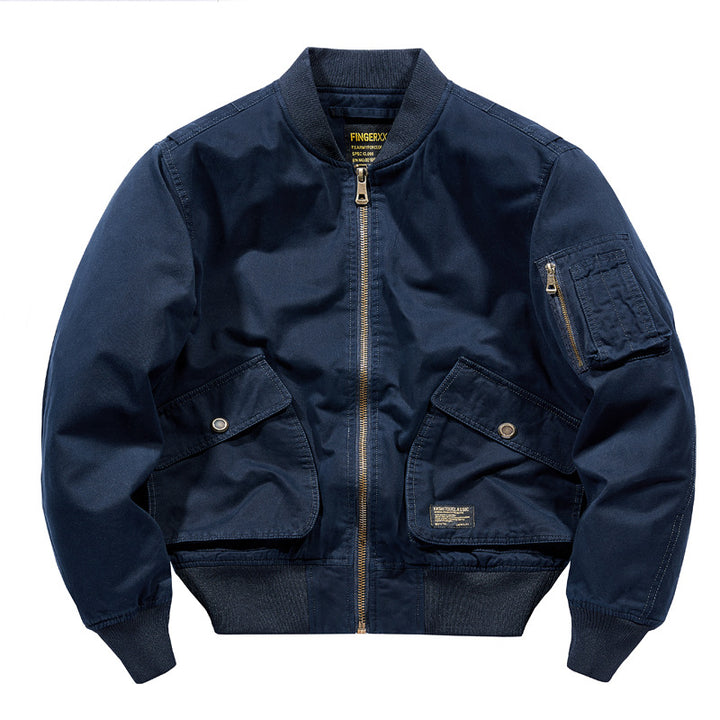 Herren  schwere Baumwoll-Twill Utility Bomberjacke mit schrägen Druckknopf-Taschen und Reißverschluss-Ärmeltasche Echo Archiv