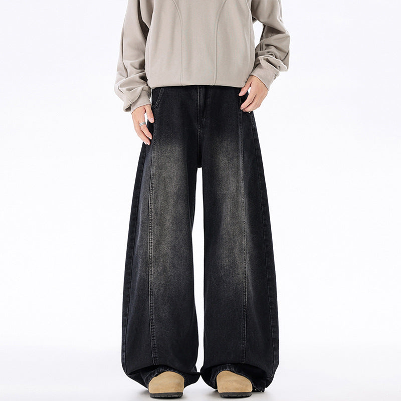 Herren Ultraweit geschnittene Denim-Hose im Palazzo-Stil mit tiefem Schritt Echo Archiv