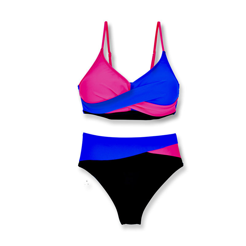 Damen Hochtailliertes Bikini-Set mit Kreuzband-Design Echo Archiv