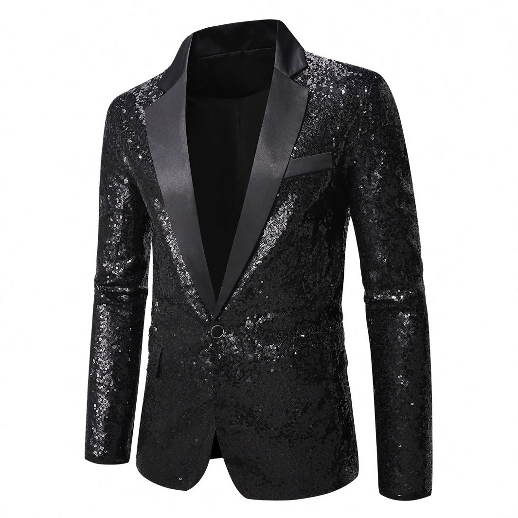 Herren festlicher Paillettenblazer mit elegantem Satinrevers Echoarchiv