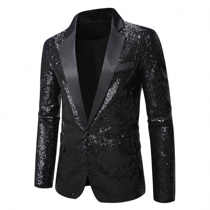 Herren festlicher Paillettenblazer mit elegantem Satinrevers Echoarchiv