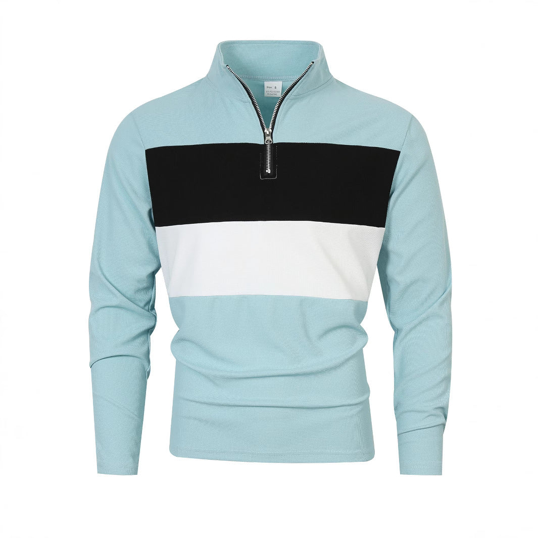 Herren modischer Pullover mit Reißverschluss und Farbblockdesign Echoarchiv